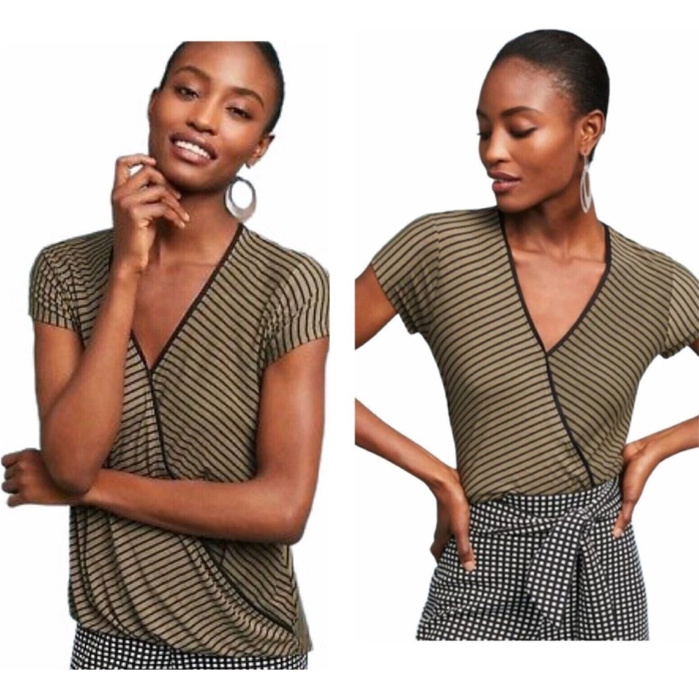 Maeve Capped Sleeve Faux Wrap Short Sleeve Top Size XS
